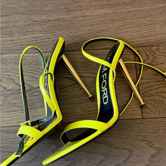 Tom Ford Women's Yellow Leather Padlock Sandals - Picture 2 of 3